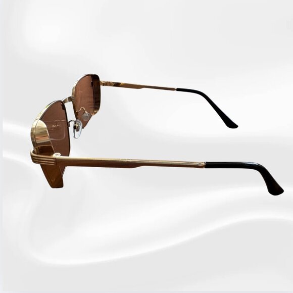 Gold Frame Brown Lens Sunglasses – Retro Rectangle Style - Picture 2 of 4